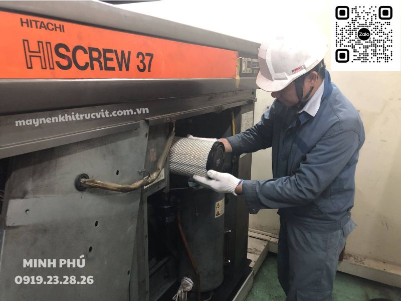 Thay thế tách dầu máy nén khí Hitachi - Bảo dưỡng máy nén khí Hitachi