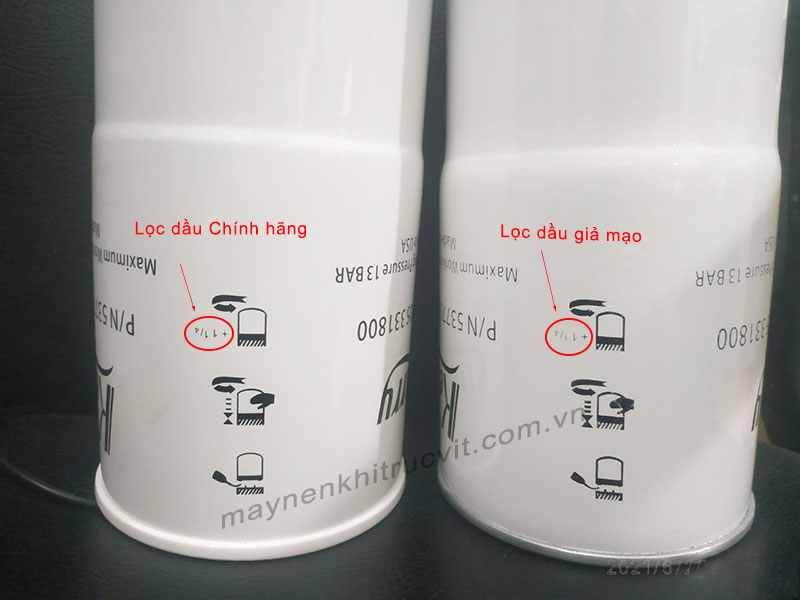 Phân biệt lọc dầu Kerry chính hãng và lọc dầu Kerry giả mạo, loc dau may nen khi, loc nhot may nen khi, loc dau Kerry, Kerry oil filter, oil filter for compressor