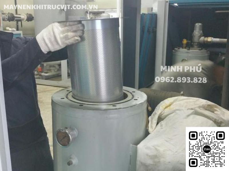 Bảo dưỡng tách dầu máy nén khí Hanshin, Tách dầu máy nén khí Hanshin, Máy nén khí Hanshin, GRH350A, Hanshin air compressor, sửa chữa máy nén khí Hanshin,