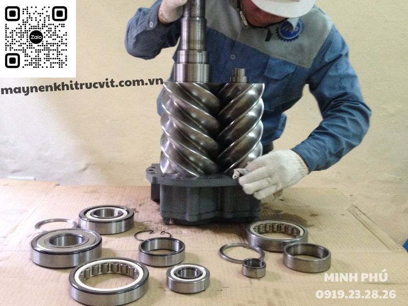 đầu nén máy nén khí, máy nén khí trục vít, bảo dưỡng máy nén khí, đại tu máy nén khí, bao duong may nen khi, air compressor