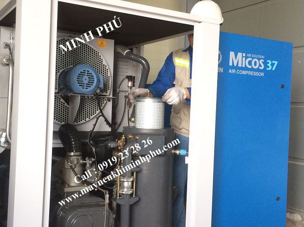 thay tach dau may nen khi yujin micos 37,bao duong may nen khi, sua chua may nen khi, bảo dưỡng máy nén khí, sửa chữa máy nén khí, air compressor repair service, air compressor maintanece service